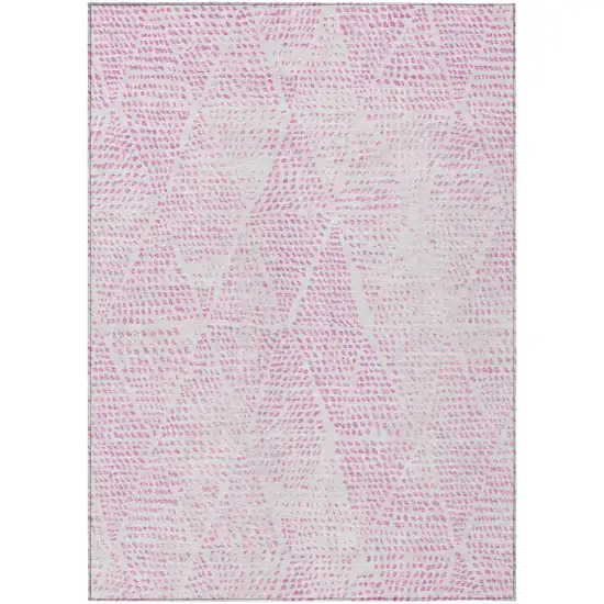 Pink Geometric Washable Non Skid Indoor Outdoor Area Rug Photo 2