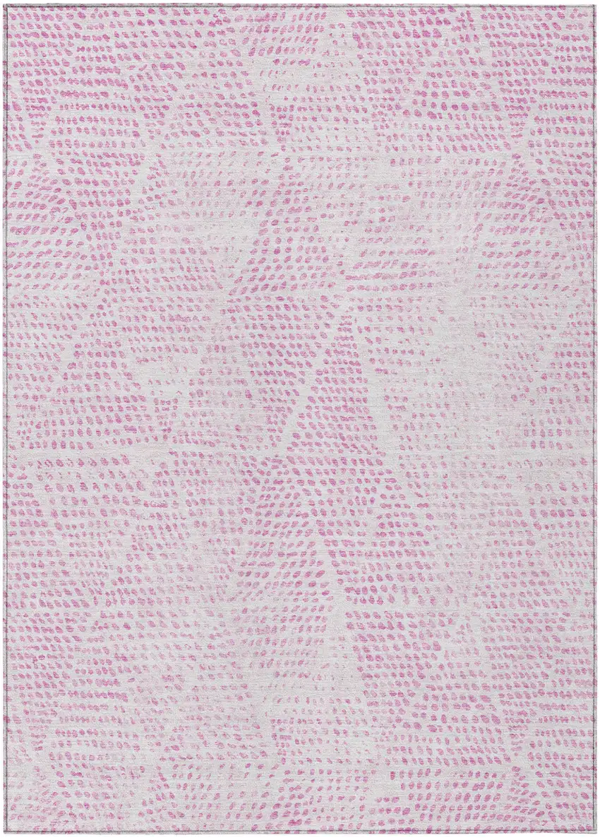 Pink Geometric Washable Non Skid Indoor Outdoor Area Rug Photo 2