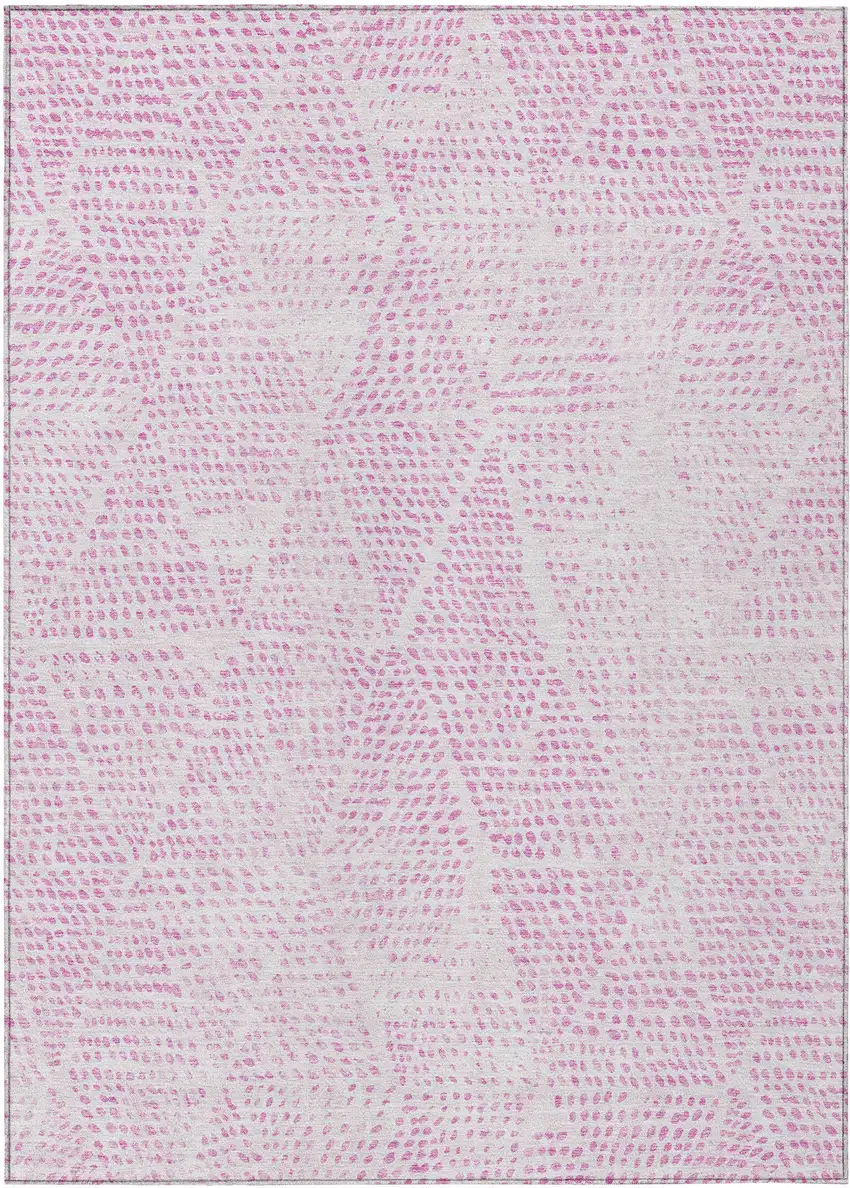 Pink Geometric Washable Non Skid Indoor Outdoor Area Rug Photo 2