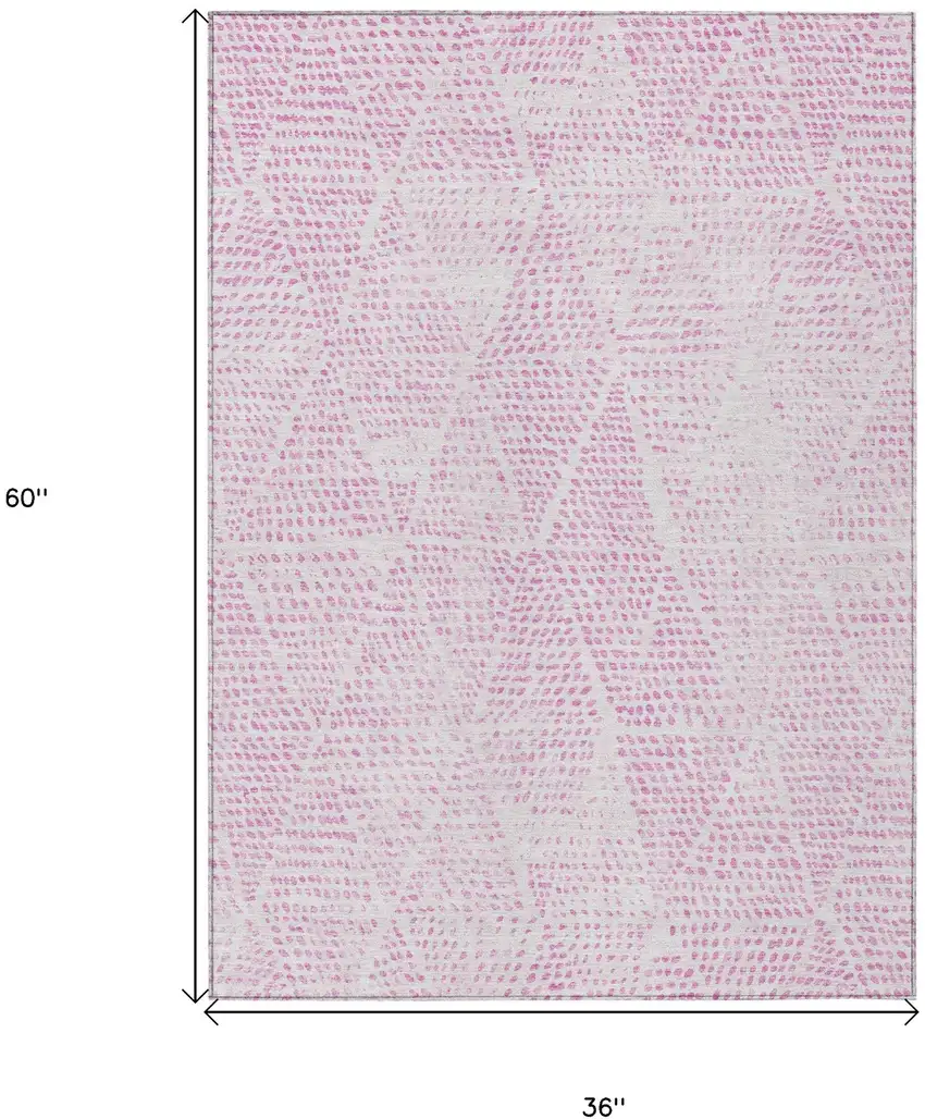 Pink Geometric Washable Non Skid Indoor Outdoor Area Rug Photo 3