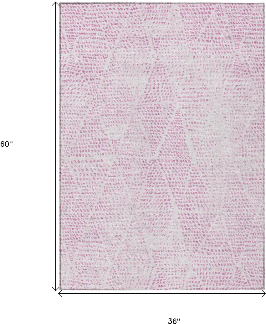 Pink Geometric Washable Non Skid Indoor Outdoor Area Rug Photo 3
