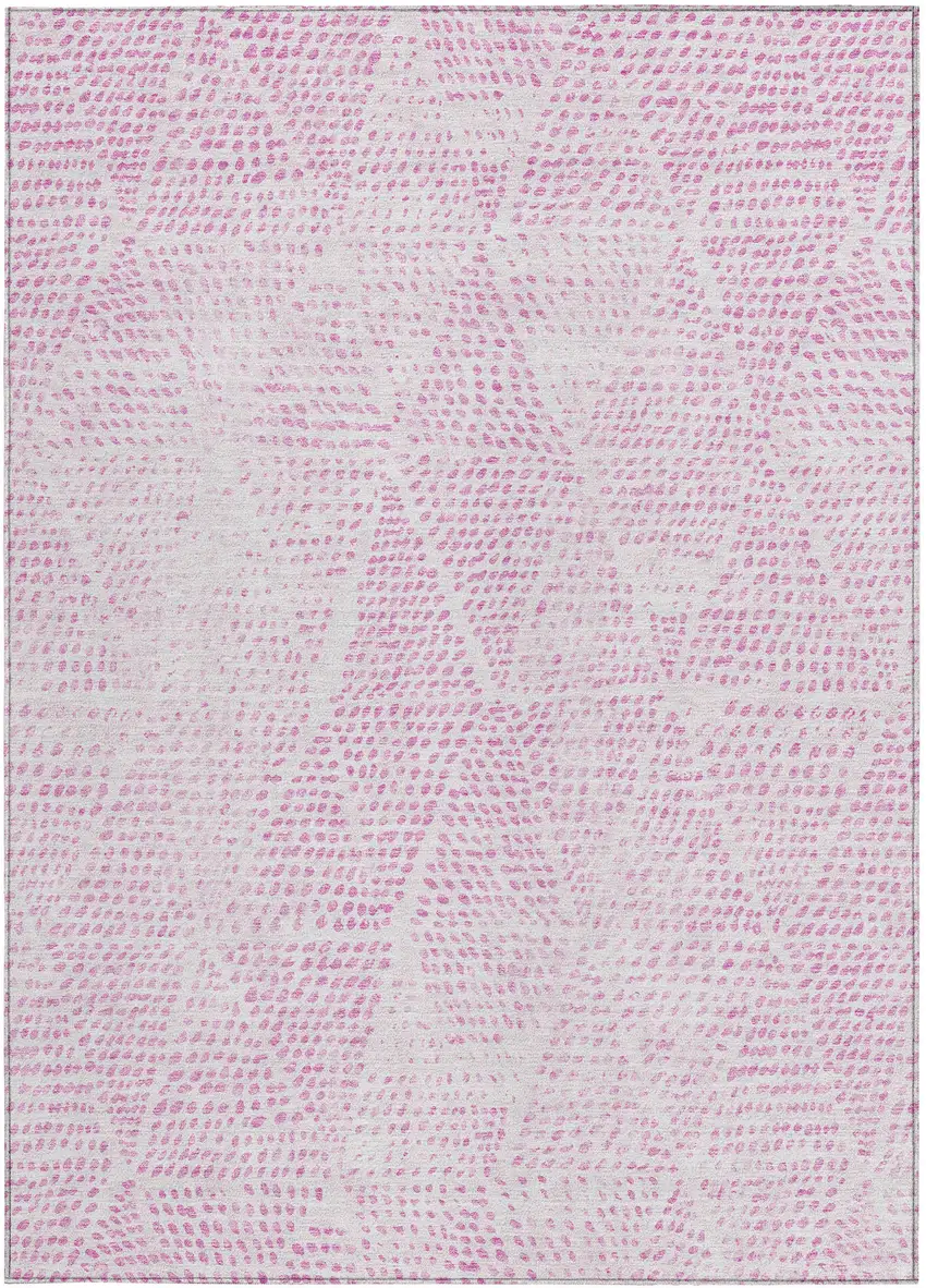 Pink Geometric Washable Non Skid Indoor Outdoor Area Rug Photo 5