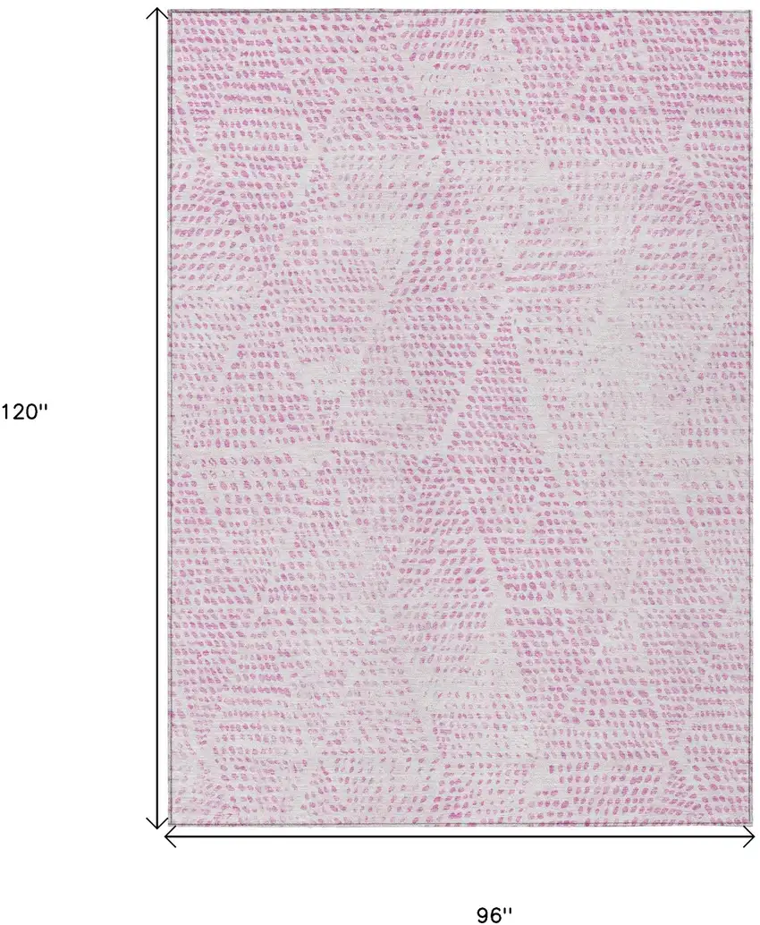 Pink Geometric Washable Non Skid Indoor Outdoor Area Rug Photo 3