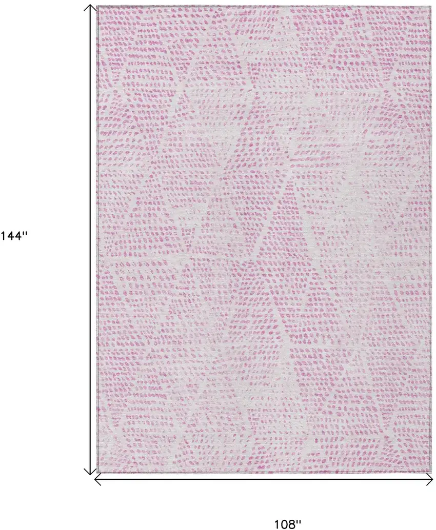 Pink Geometric Washable Non Skid Indoor Outdoor Area Rug Photo 3