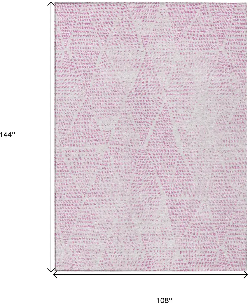 Pink Geometric Washable Non Skid Indoor Outdoor Area Rug Photo 3