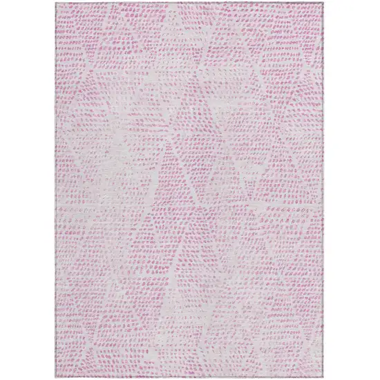 Pink And Ivory Geometric Washable Indoor Outdoor Area Rug Photo 5