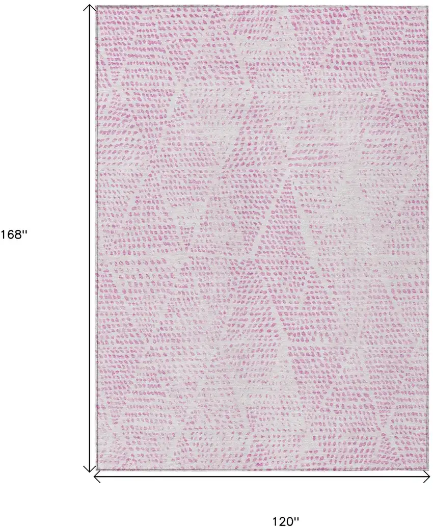 Pink Geometric Washable Non Skid Indoor Outdoor Area Rug Photo 3