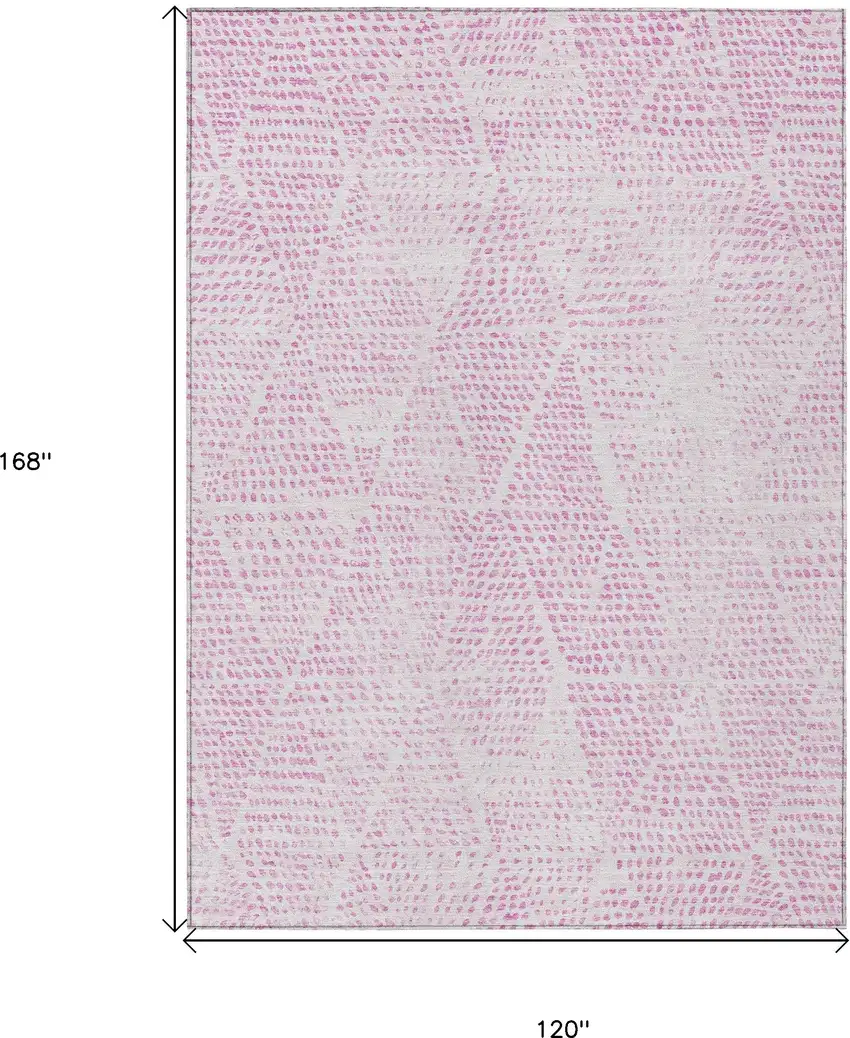 Pink Geometric Washable Non Skid Indoor Outdoor Area Rug Photo 3