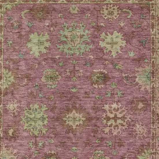 Pink Gold And Beige Floral Washable Indoor Outdoor Area Rug Photo 3