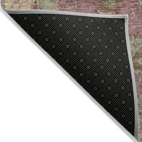 Pink Gold And Beige Floral Washable Indoor Outdoor Area Rug Photo 7