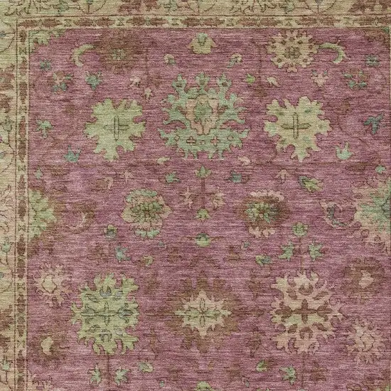 Pink Gold And Beige Floral Washable Indoor Outdoor Area Rug Photo 6