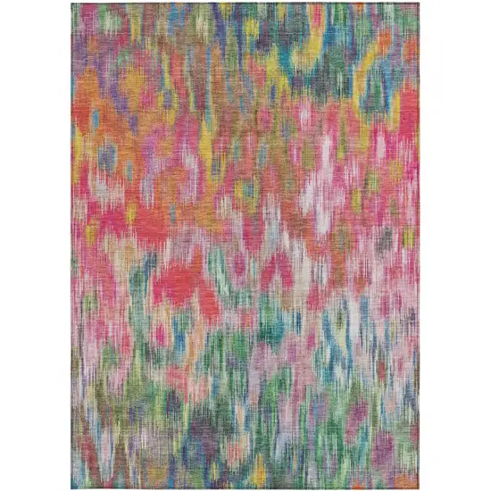 Pink Gold And Ivory Abstract Washable Indoor Outdoor Area Rug Photo 3