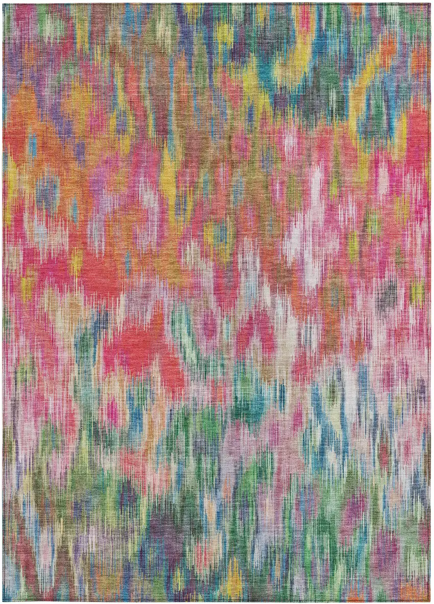 Pink Gold And Ivory Abstract Washable Indoor Outdoor Area Rug Photo 3