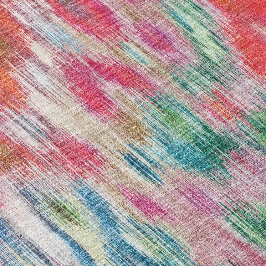 Pink Gold And Ivory Abstract Washable Indoor Outdoor Area Rug Photo 4