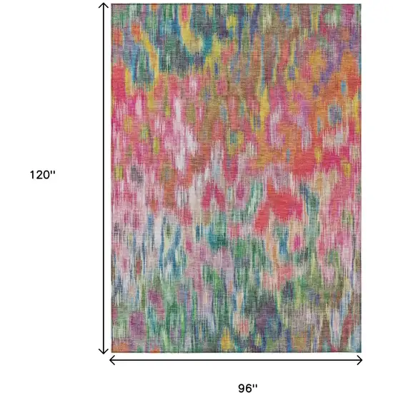 Pink Gold And Ivory Abstract Washable Indoor Outdoor Area Rug Photo 9