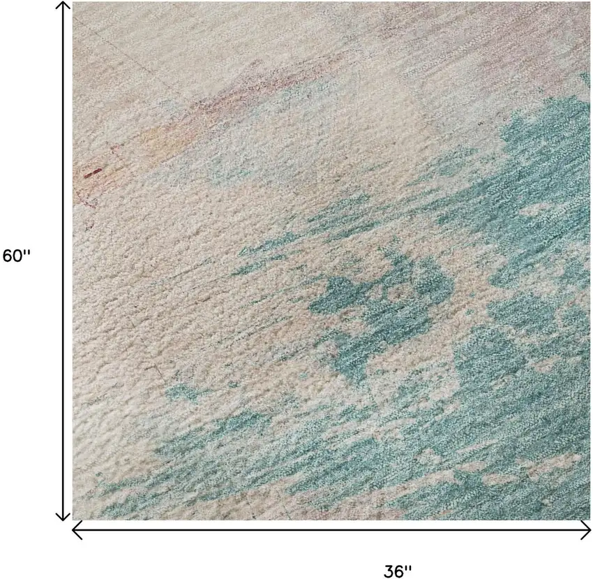 Pink Gold And Teal Abstract Washable Area Rug With UV Protection Photo 9