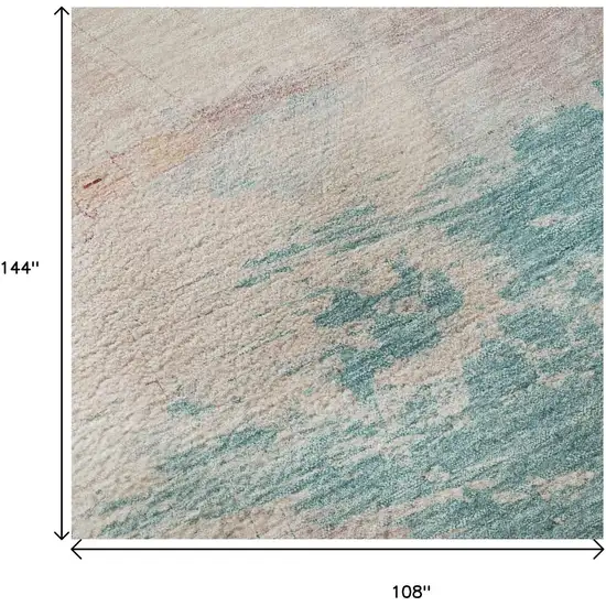 Pink Gold And Teal Abstract Washable Area Rug With UV Protection Photo 9