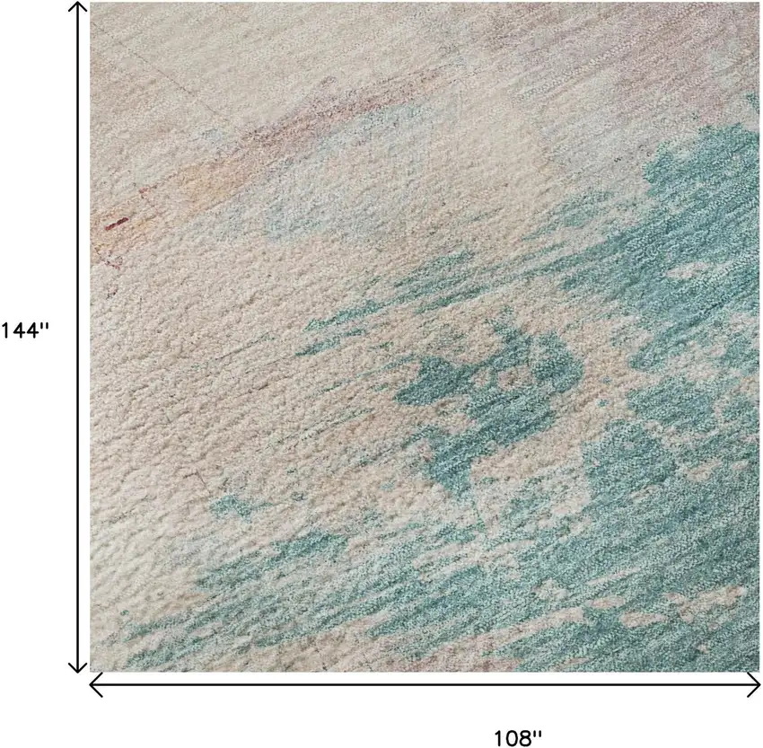 Pink Gold And Teal Abstract Washable Area Rug With UV Protection Photo 9