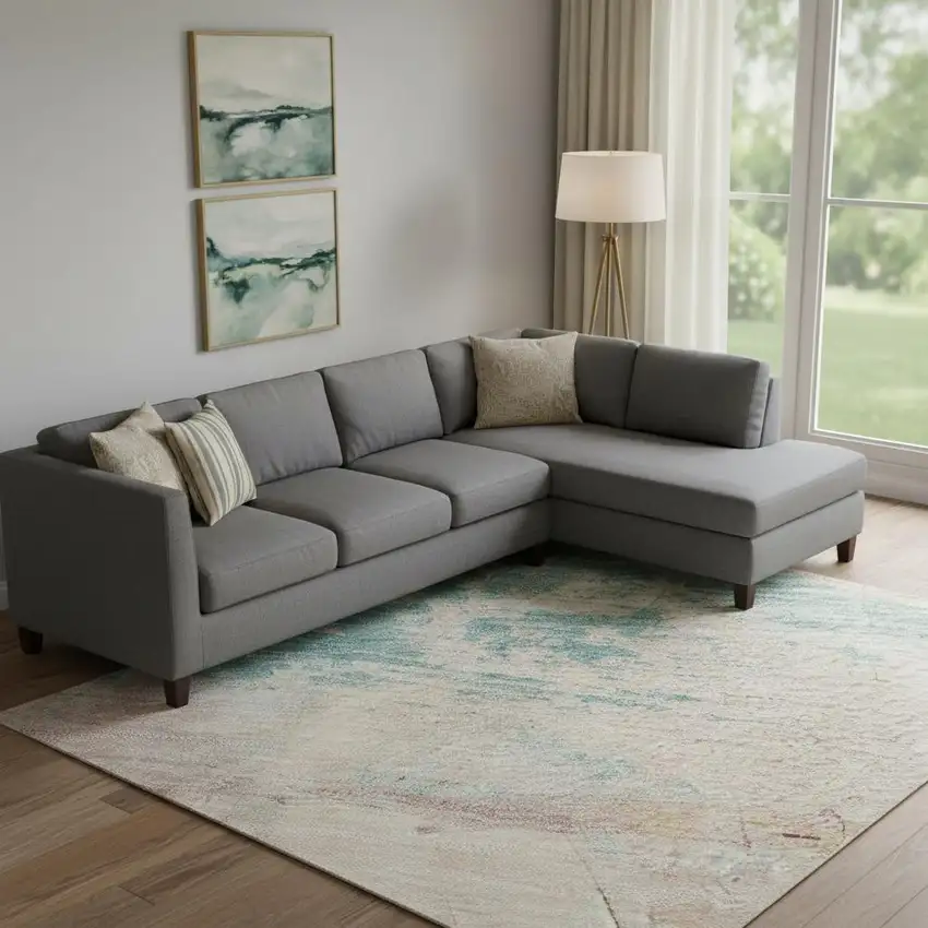 Pink Gold And Teal Abstract Washable Area Rug With UV Protection Photo 2