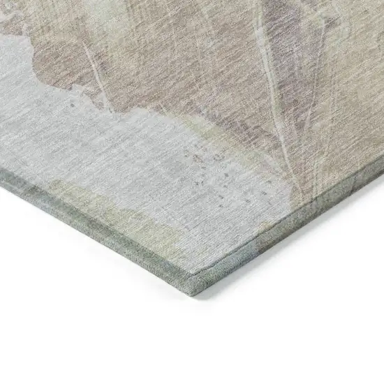 Pink Gray And Beige Abstract Washable Indoor Outdoor Area Rug Photo 8