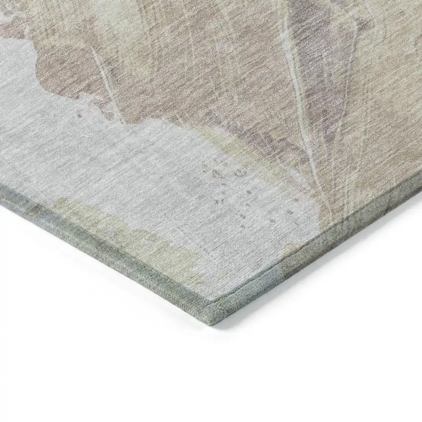 Pink Gray And Beige Abstract Washable Indoor Outdoor Area Rug Photo 8