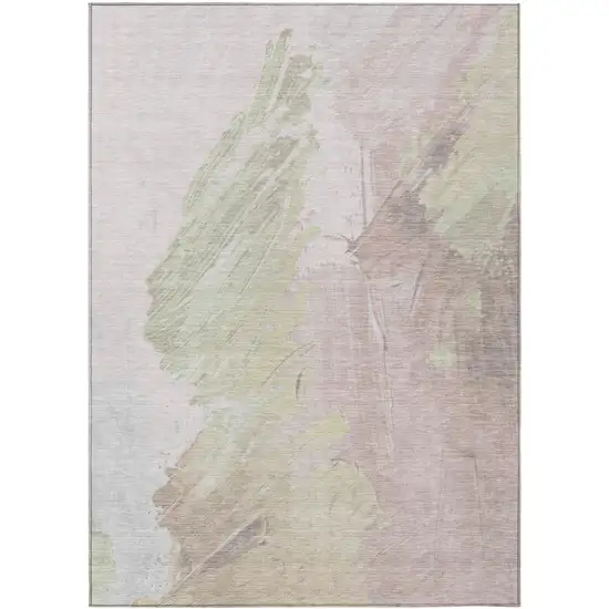 Pink Gray And Beige Abstract Washable Indoor Outdoor Area Rug Photo 8