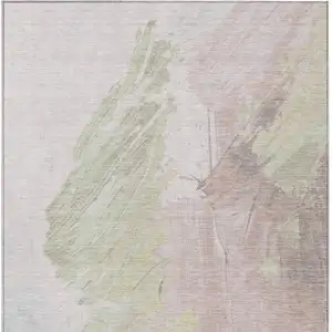 Photo of Pink Gray And Beige Abstract Washable Indoor Outdoor Area Rug