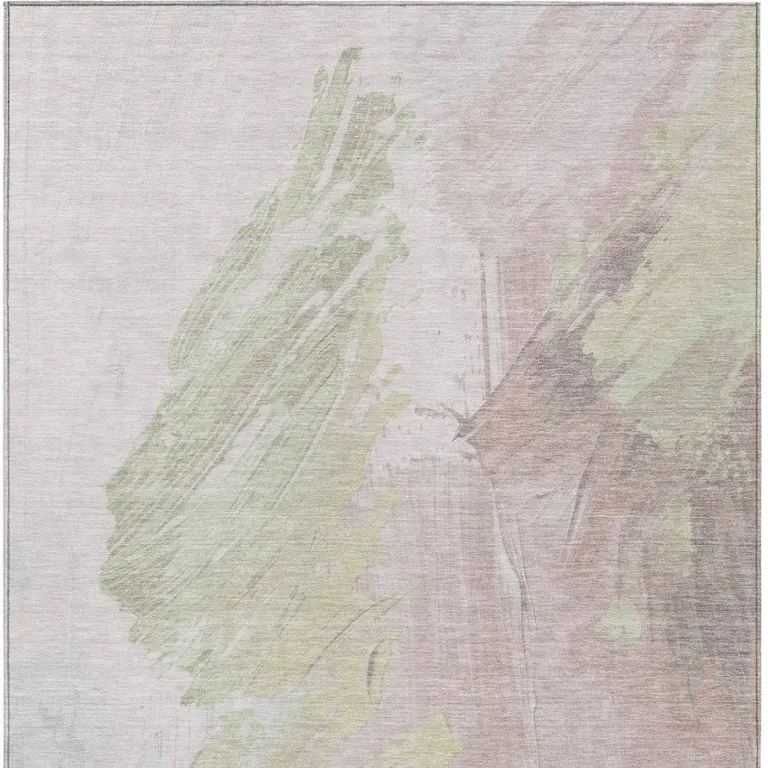Pink Gray And Beige Abstract Washable Indoor Outdoor Area Rug Photo 1