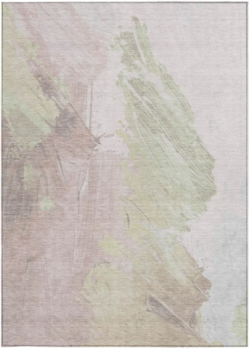 Pink Gray And Beige Abstract Washable Indoor Outdoor Area Rug Photo 9