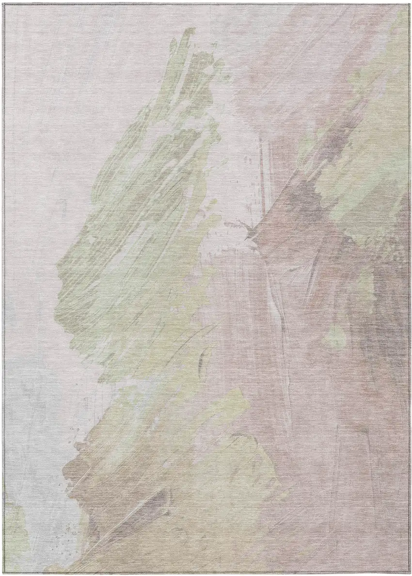 Pink Gray And Beige Abstract Washable Indoor Outdoor Area Rug Photo 7