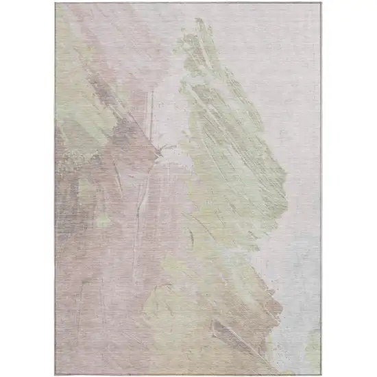 Pink Gray And Beige Abstract Washable Indoor Outdoor Area Rug Photo 8