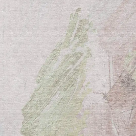 Pink Gray And Beige Abstract Washable Indoor Outdoor Area Rug Photo 1