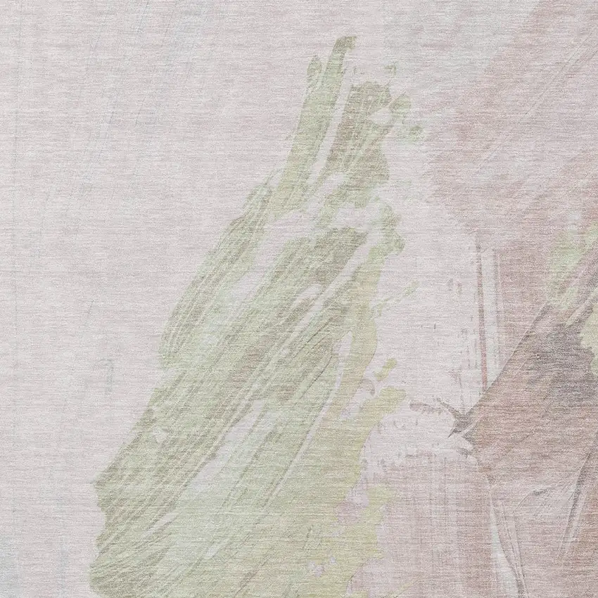 Pink Gray And Beige Abstract Washable Indoor Outdoor Area Rug Photo 1