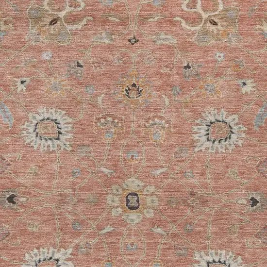 Pink Gray And Beige Floral Washable Indoor Outdoor Area Rug Photo 6