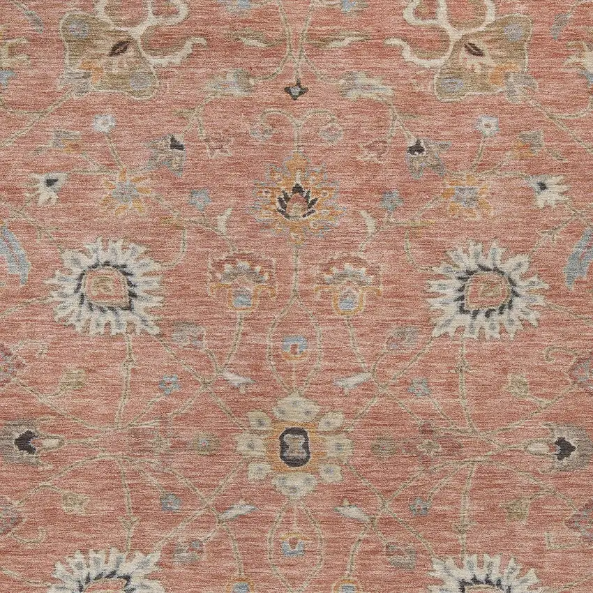 Pink Gray And Beige Floral Washable Indoor Outdoor Area Rug Photo 6
