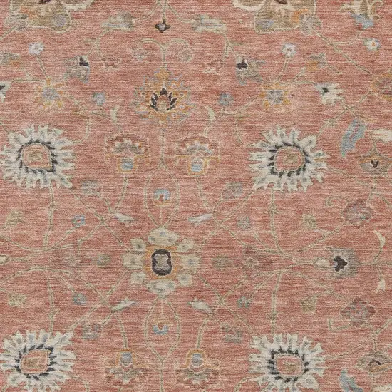 Pink Gray And Beige Floral Washable Indoor Outdoor Area Rug Photo 6