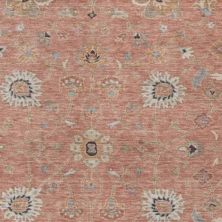 Pink Gray And Beige Floral Washable Indoor Outdoor Area Rug Photo 6