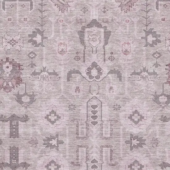 Pink Gray And Beige Oriental Washable Area Rug With UV Protection Photo 2