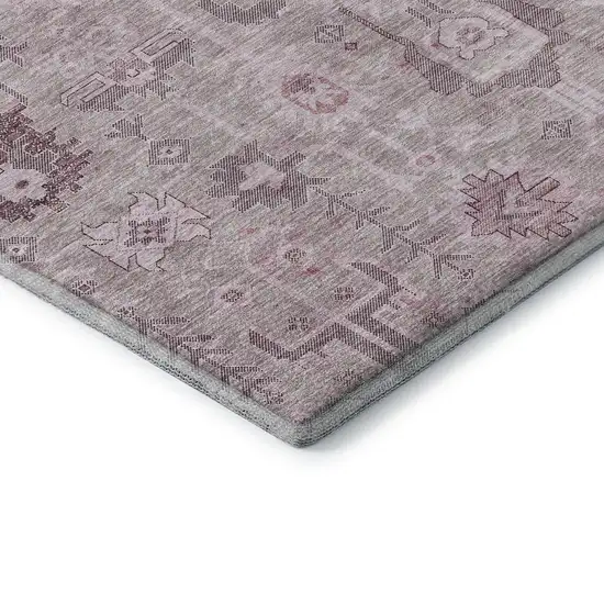 Pink Gray And Beige Oriental Washable Area Rug With UV Protection Photo 7