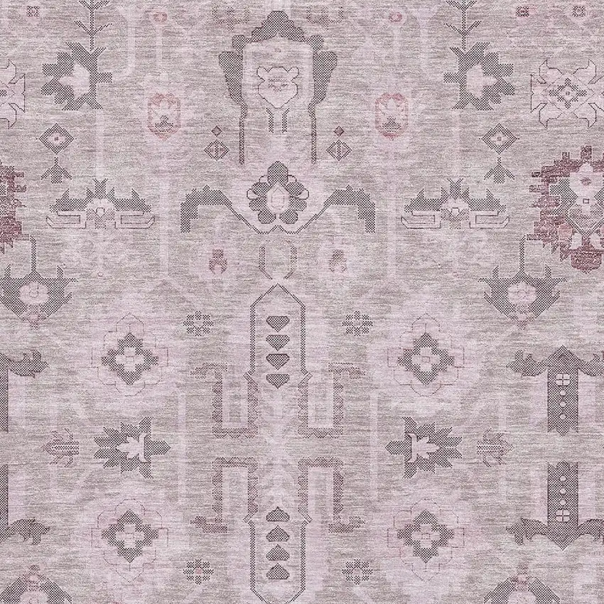 Pink Gray And Beige Oriental Washable Area Rug With UV Protection Photo 2
