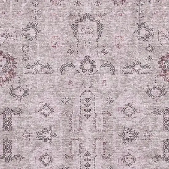 Pink Gray And Beige Oriental Washable Area Rug With UV Protection Photo 2