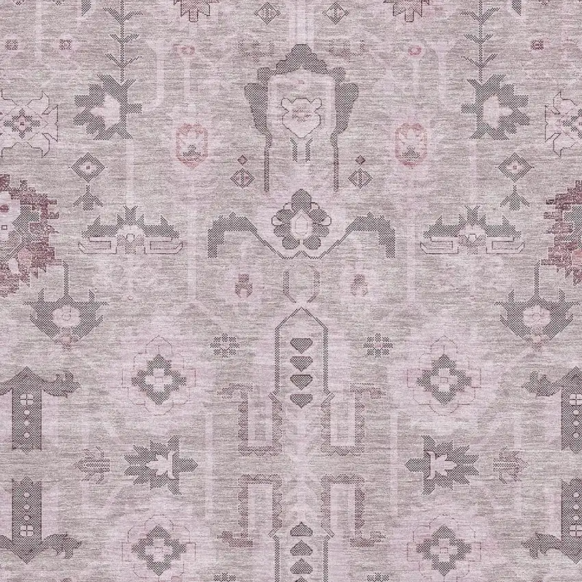 Pink Gray And Beige Oriental Washable Area Rug With UV Protection Photo 2