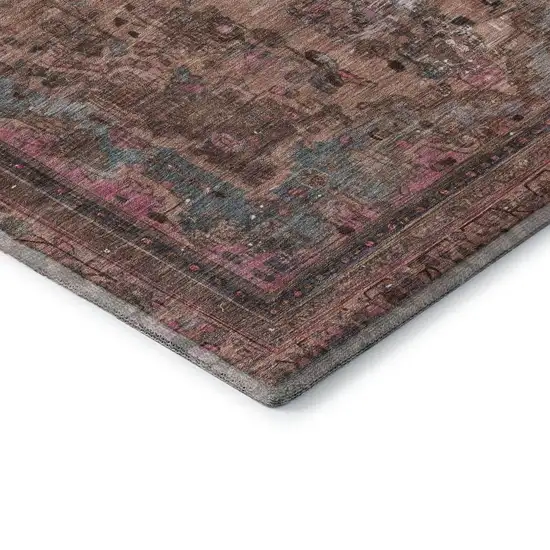 Pink Gray And Blush Floral Medallion Washable Area Rug With UV Protection Photo 5