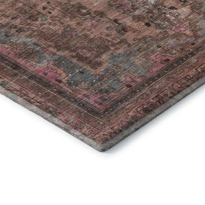 Pink Gray And Blush Floral Medallion Washable Area Rug With UV Protection Photo 5