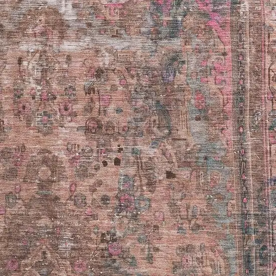 Pink Gray And Blush Floral Medallion Washable Area Rug With UV Protection Photo 2