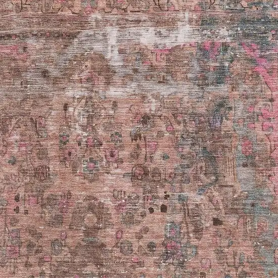 Pink Gray And Blush Floral Medallion Washable Area Rug With UV Protection Photo 2