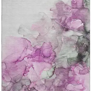 Photo of Pink Gray And Ivory Abstract Washable Area Rug With UV Protection