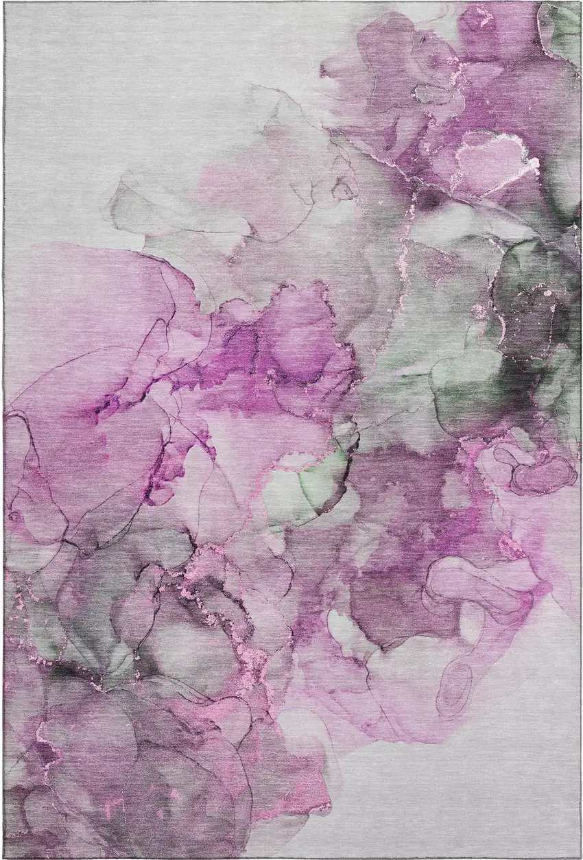 Pink Gray And Ivory Abstract Washable Area Rug With UV Protection Photo 7