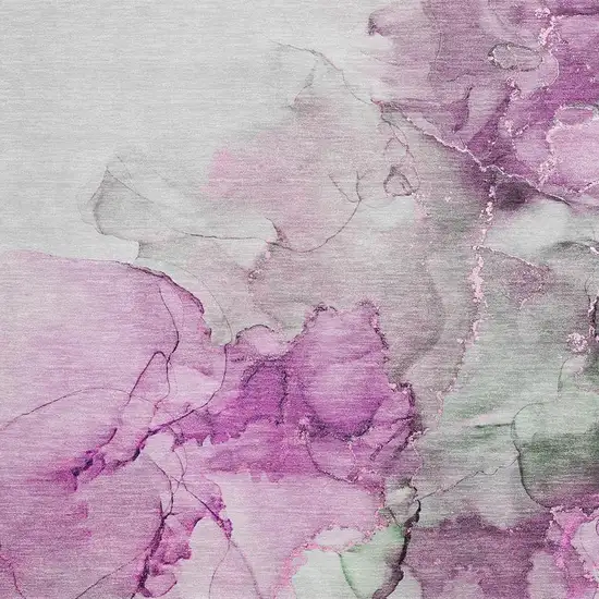 Pink Gray And Ivory Abstract Washable Area Rug With UV Protection Photo 3