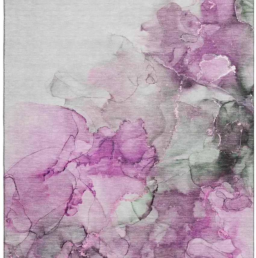 Pink Gray And Ivory Abstract Washable Area Rug With UV Protection Photo 4